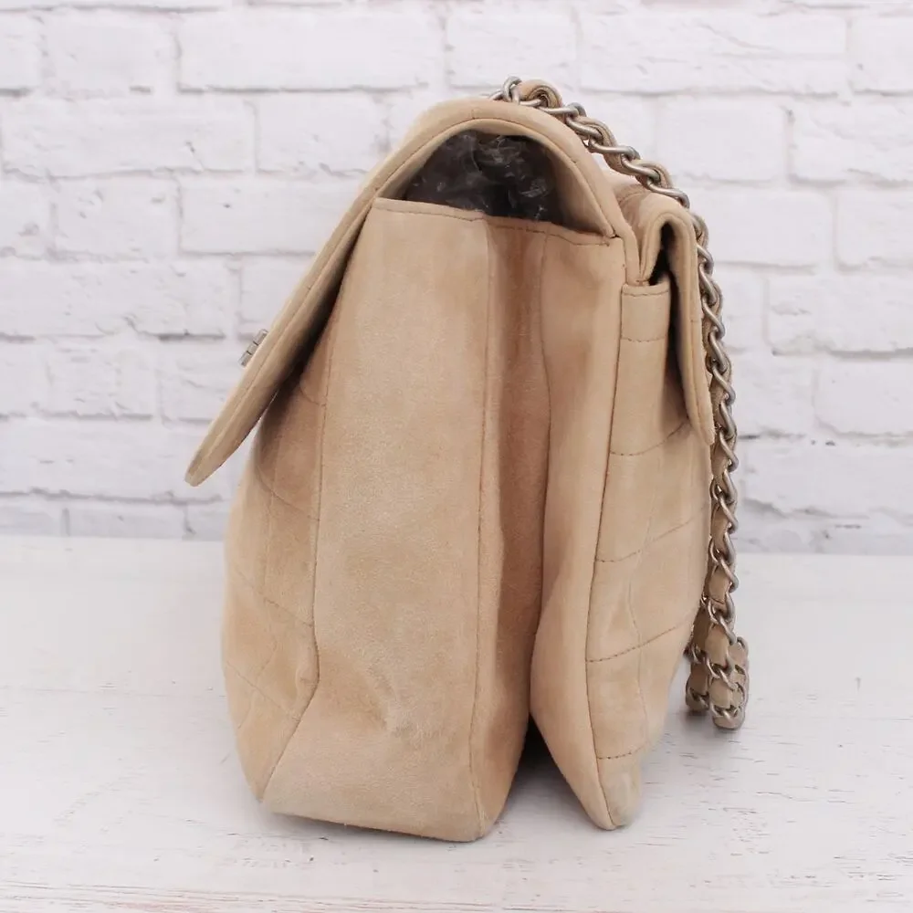 Chanel Chocolate Bar Reissue Multi Pocket Beige Suede Shoulder Crossbody A3212 - Picture 10 of 12